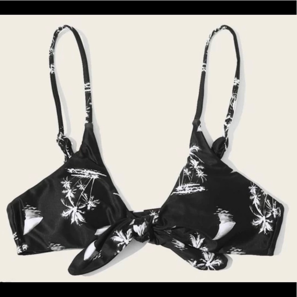 New palm tree black bikini top